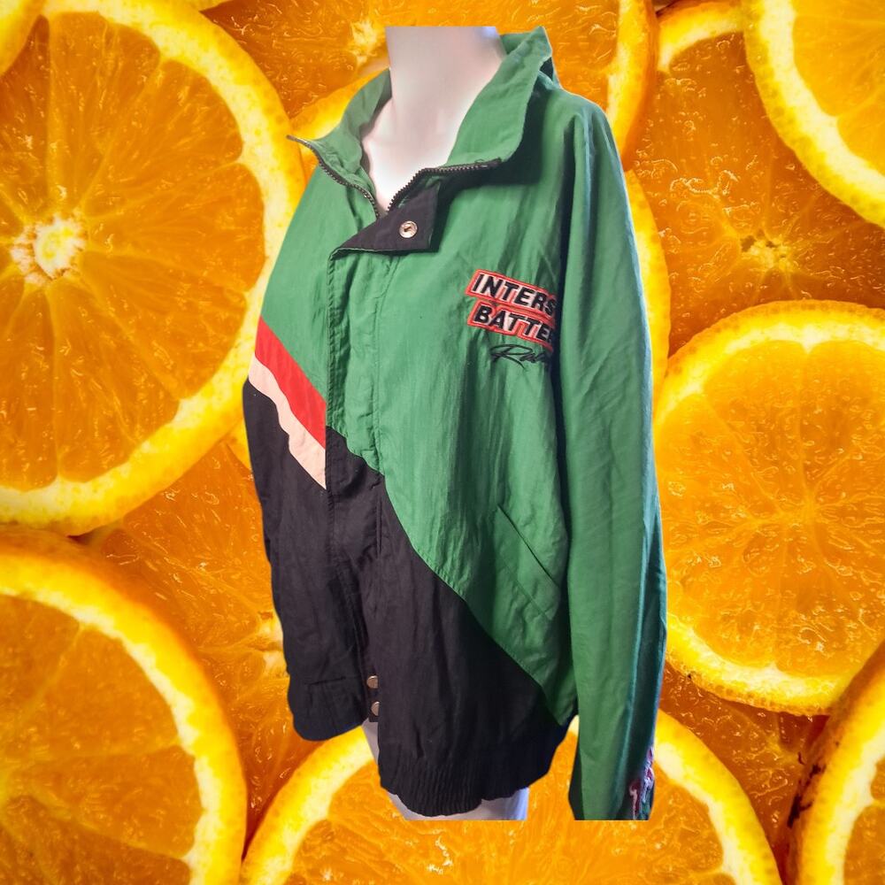 Chase Interstate Batteries Green-Black High Neck Zipper Windbreaker Size‎ L